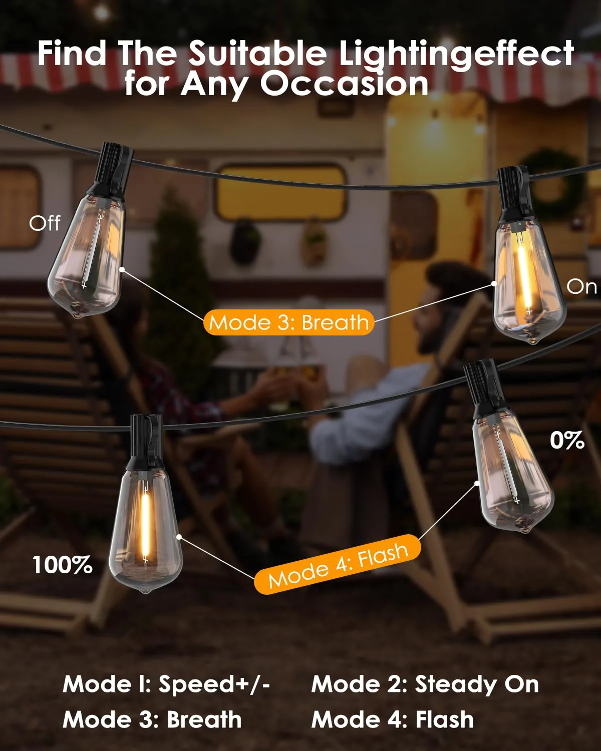 100ft Outdoor Vintage Edison String Lights