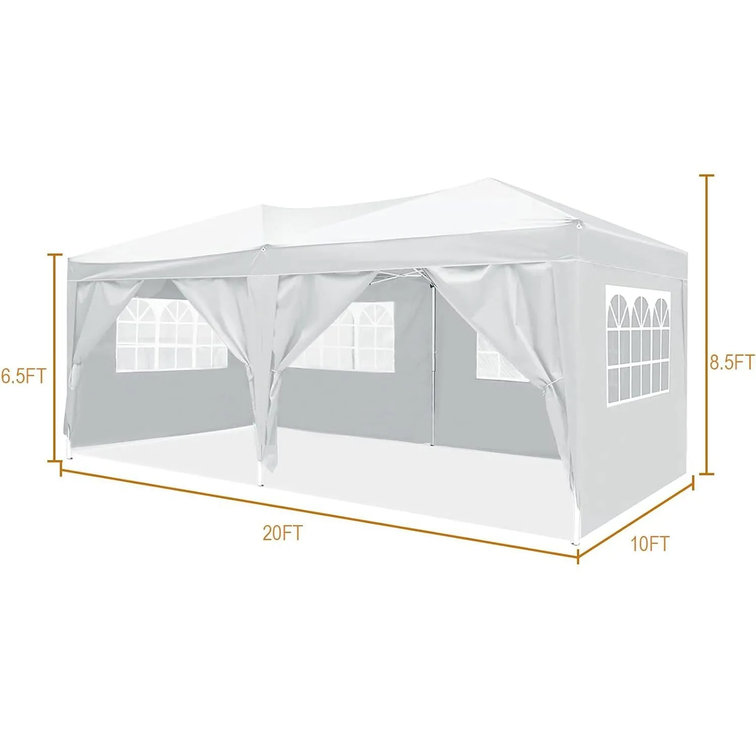 10'X20' Folding Canopy With 6 Removable Sidewalls Outdoor Event Shelter UPF 50  Gazebo Portable Tents For Parties Beach Camping Wedding Ez Pop Up Canopy