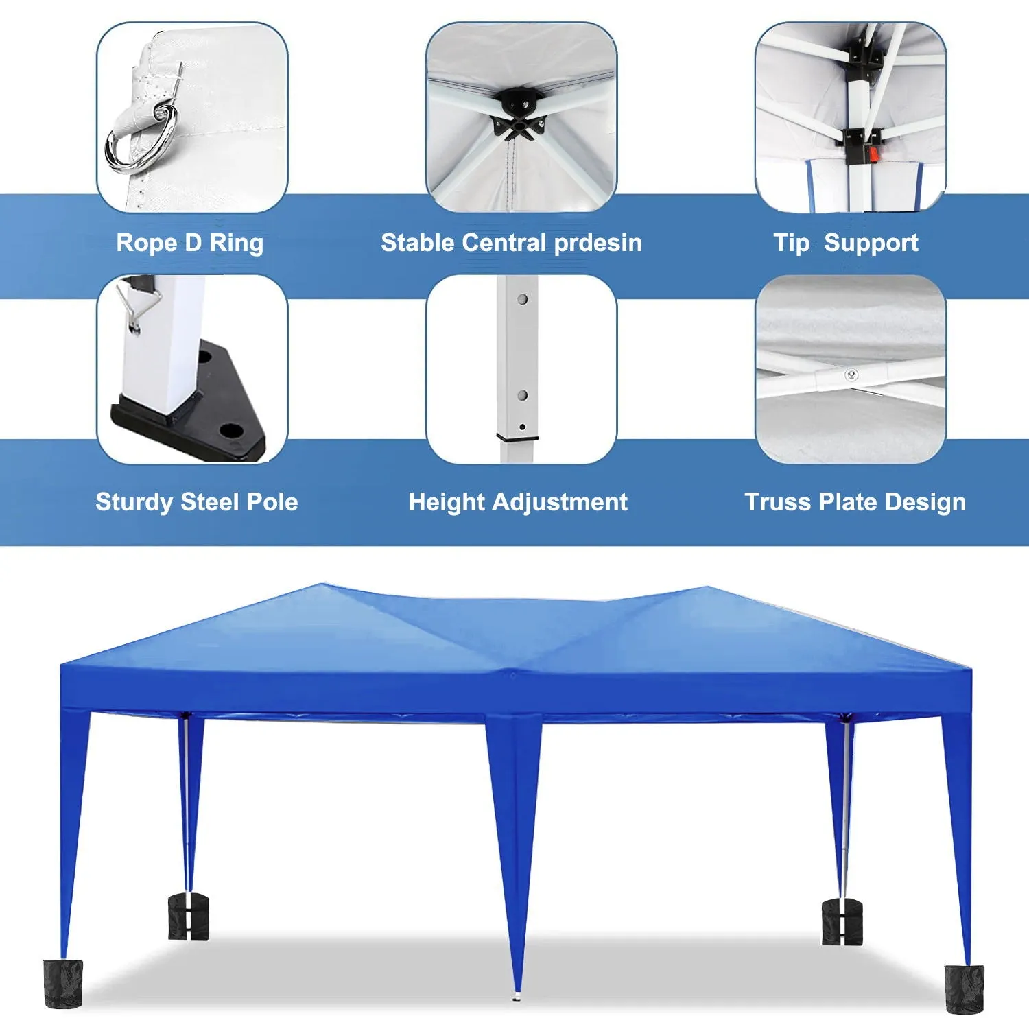 10'X20' Folding Canopy With 6 Removable Sidewalls Outdoor Event Shelter UPF 50  Gazebo Portable Tents For Parties Beach Camping Wedding Ez Pop Up Canopy