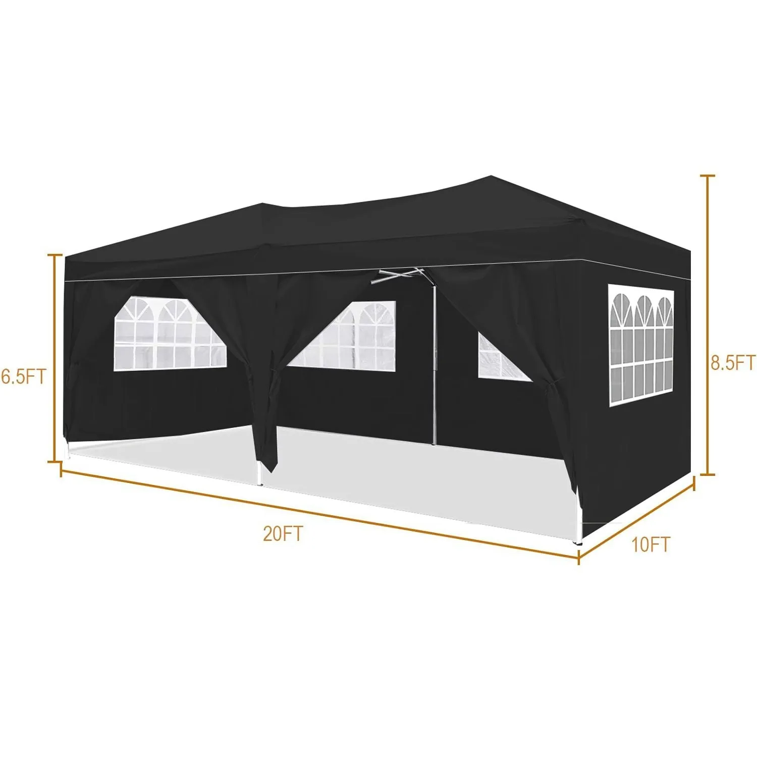 10'X20' Folding Canopy With 6 Removable Sidewalls Outdoor Event Shelter UPF 50  Gazebo Portable Tents For Parties Beach Camping Wedding Ez Pop Up Canopy