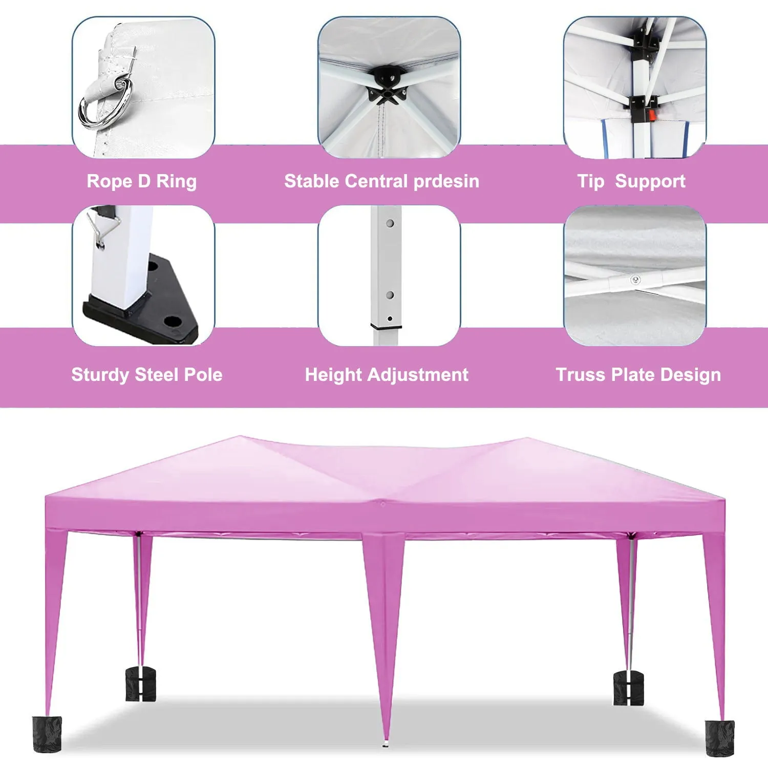 10'X20' Folding Canopy With 6 Removable Sidewalls Outdoor Event Shelter UPF 50  Gazebo Portable Tents For Parties Beach Camping Wedding Ez Pop Up Canopy
