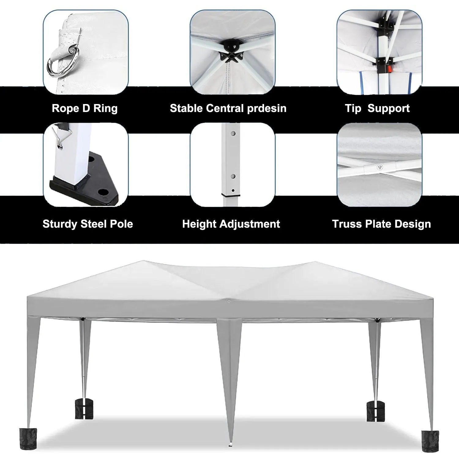 10'X20' Folding Canopy With 6 Removable Sidewalls Outdoor Event Shelter UPF 50  Gazebo Portable Tents For Parties Beach Camping Wedding Ez Pop Up Canopy