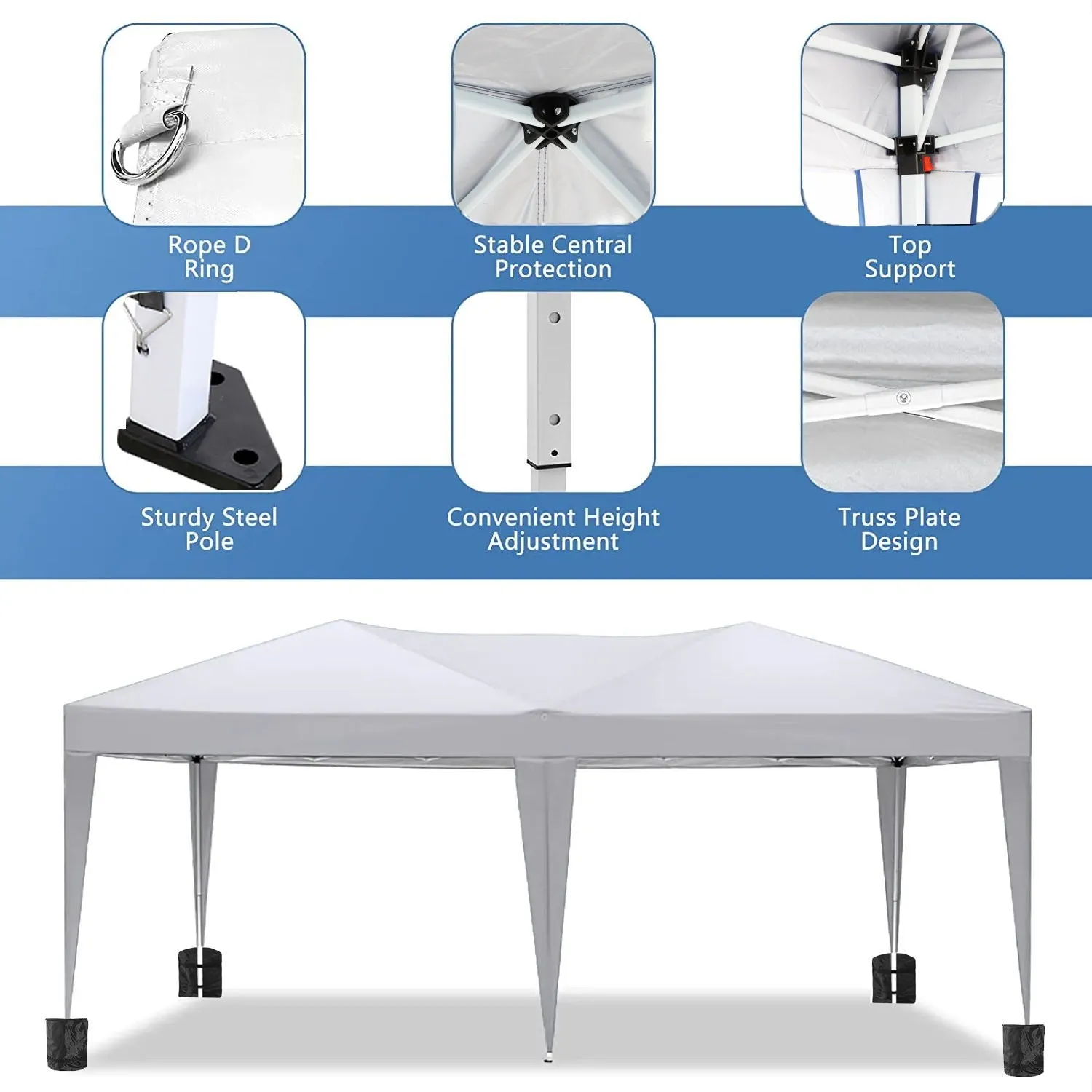 10'X20' Folding Canopy With 6 Removable Sidewalls Outdoor Event Shelter UPF 50  Gazebo Portable Tents For Parties Beach Camping Wedding Ez Pop Up Canopy