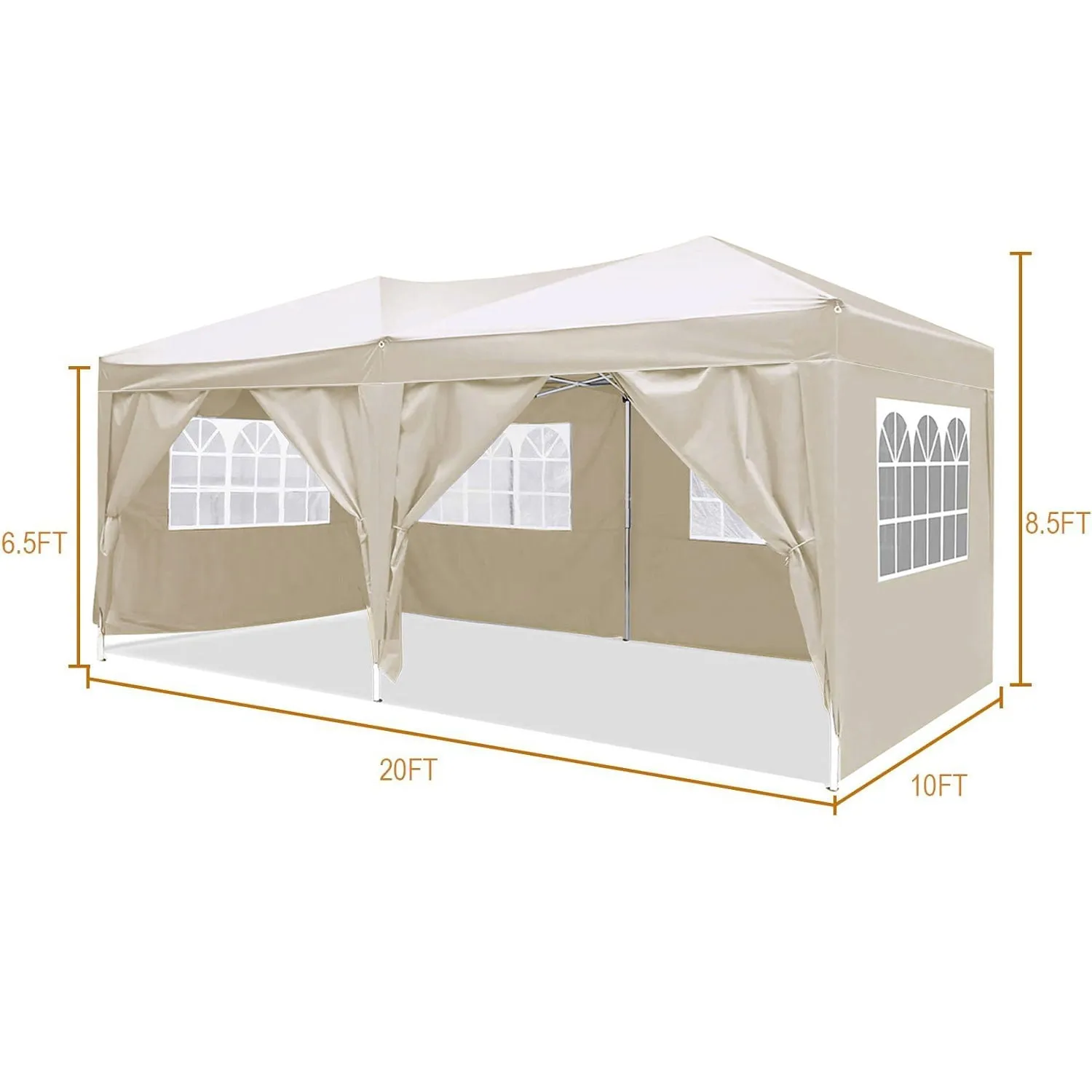 10'X20' Folding Canopy With 6 Removable Sidewalls Outdoor Event Shelter UPF 50  Gazebo Portable Tents For Parties Beach Camping Wedding Ez Pop Up Canopy