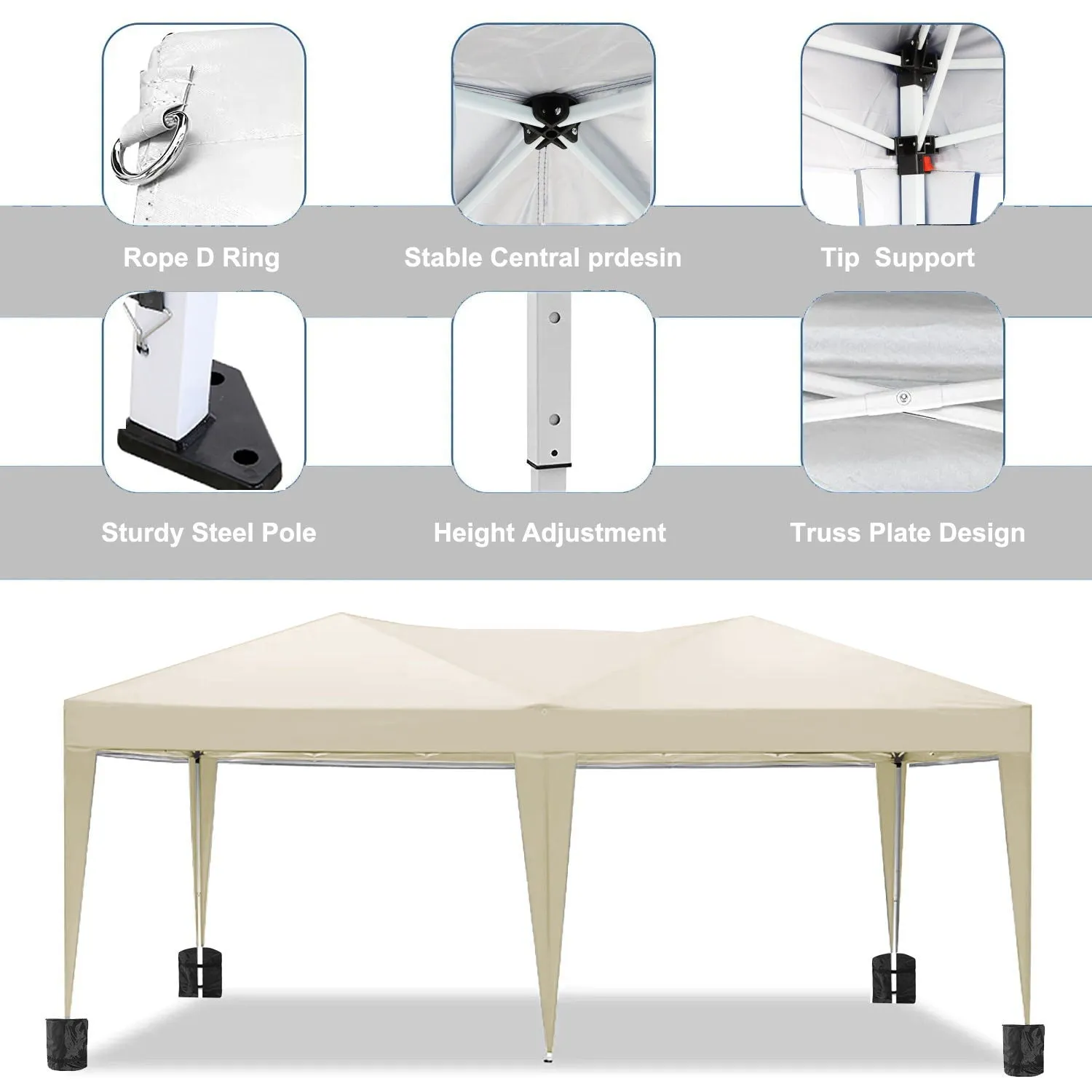 10'X20' Folding Canopy With 6 Removable Sidewalls Outdoor Event Shelter UPF 50  Gazebo Portable Tents For Parties Beach Camping Wedding Ez Pop Up Canopy