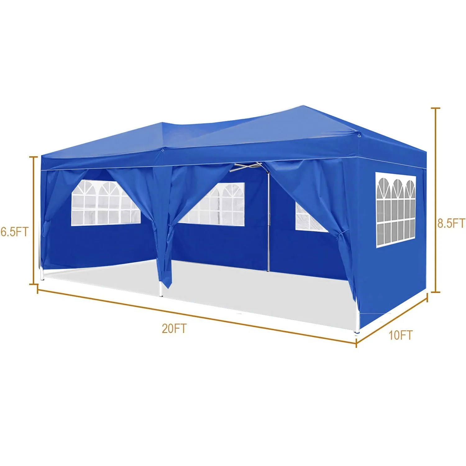 10'X20' Folding Canopy With 6 Removable Sidewalls Outdoor Event Shelter UPF 50  Gazebo Portable Tents For Parties Beach Camping Wedding Ez Pop Up Canopy