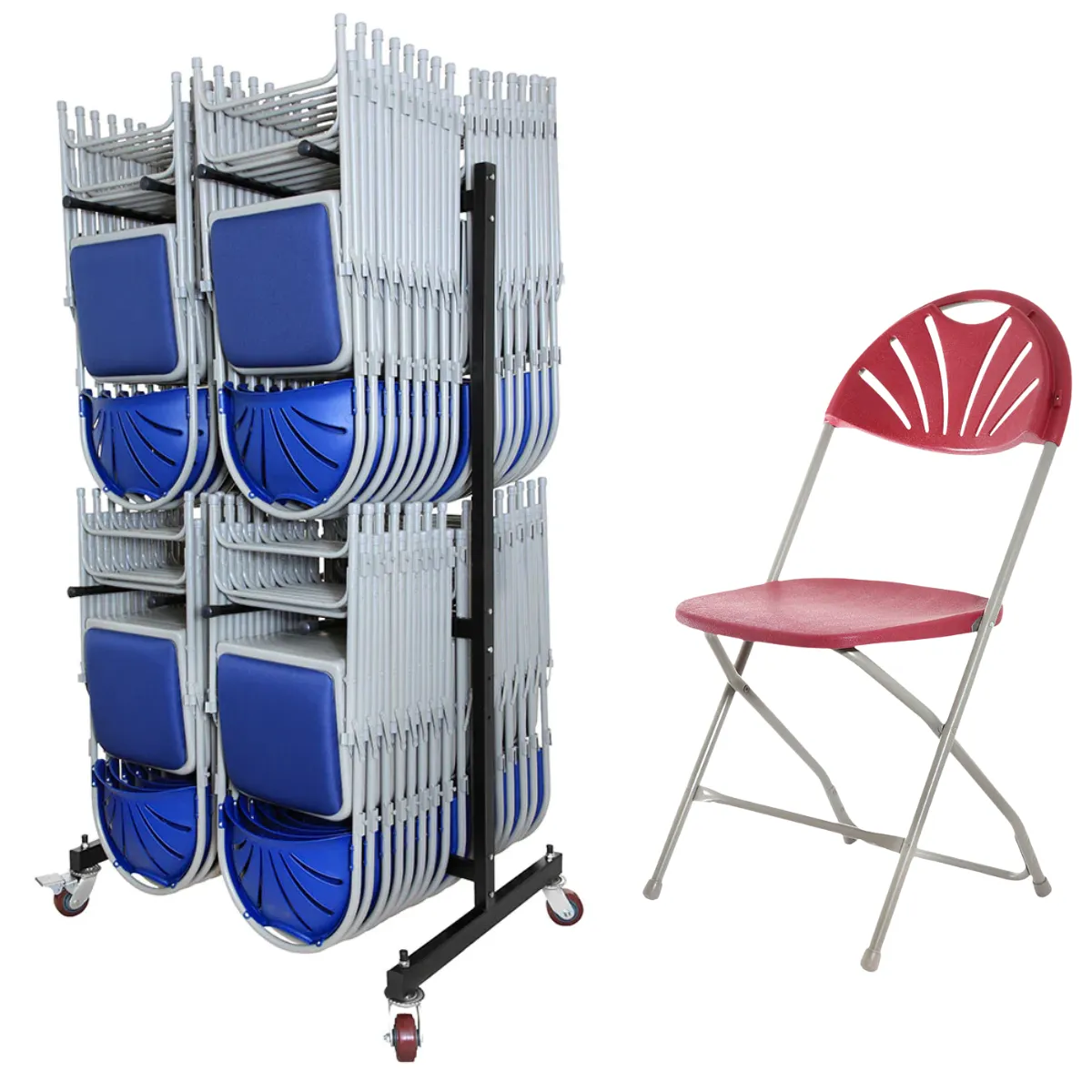 112 x Classic Fan Back Folding Chair   Trolley Bundle