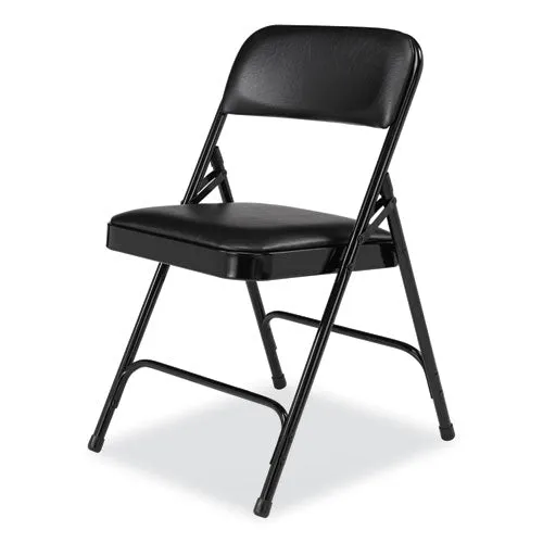 1200 Series Premium Vinyl Dual-hinge Folding Chair, Supports Up To 500 Lb, 17.75" Seat Height, Caviar Black, 4/carton