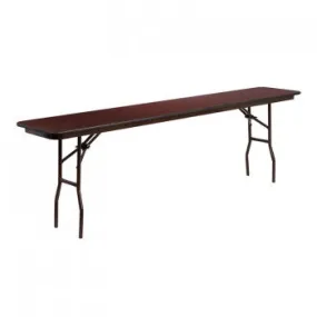 18'' X 96'' RECTANGULAR MAHOGANY MELAMINE LAMINATE FOLDING TRAINING TABLE [YT-1896-MEL-WAL-GG]