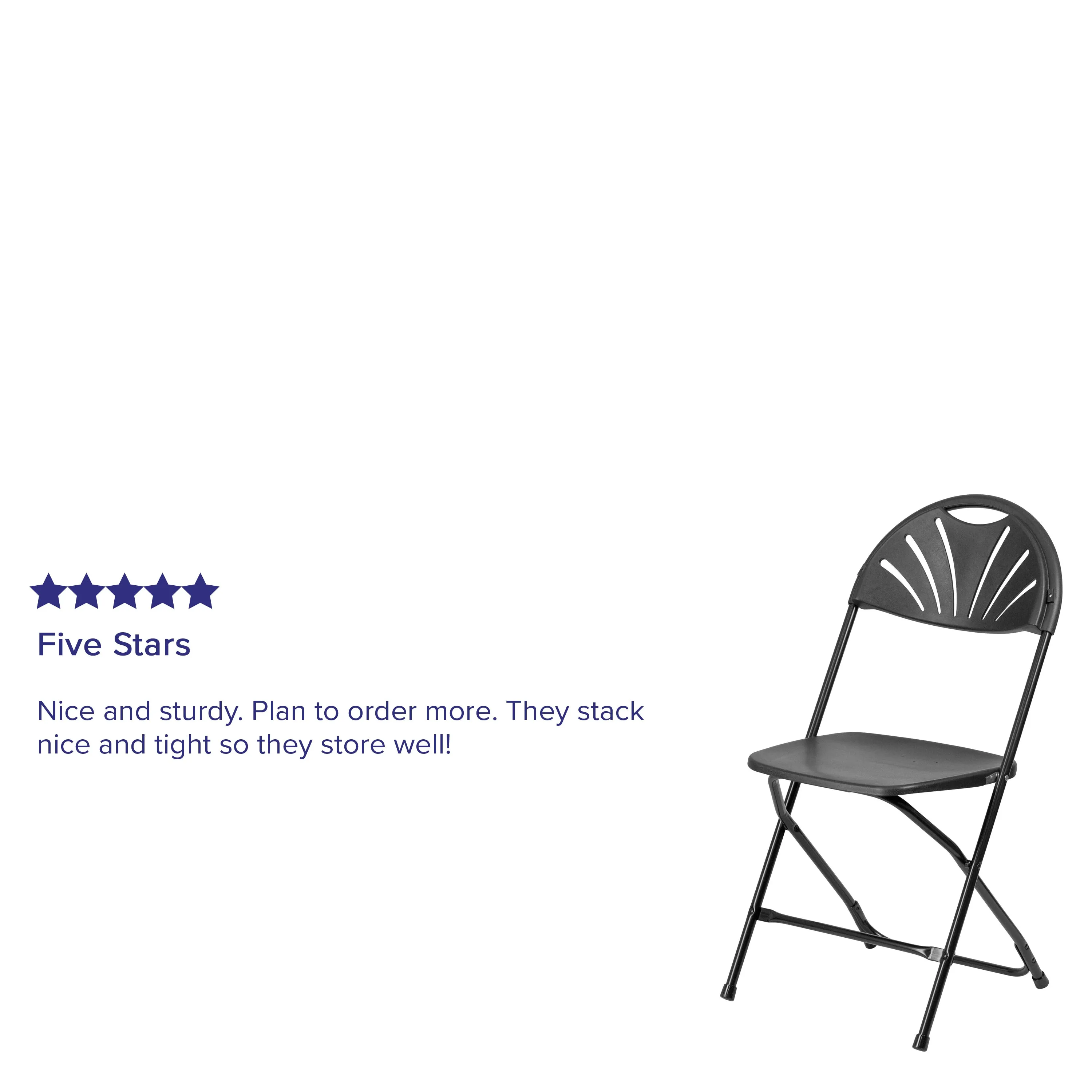 2 Pack HERCULES Series 650 lb. Capacity Black Plastic Fan Back Folding Chair