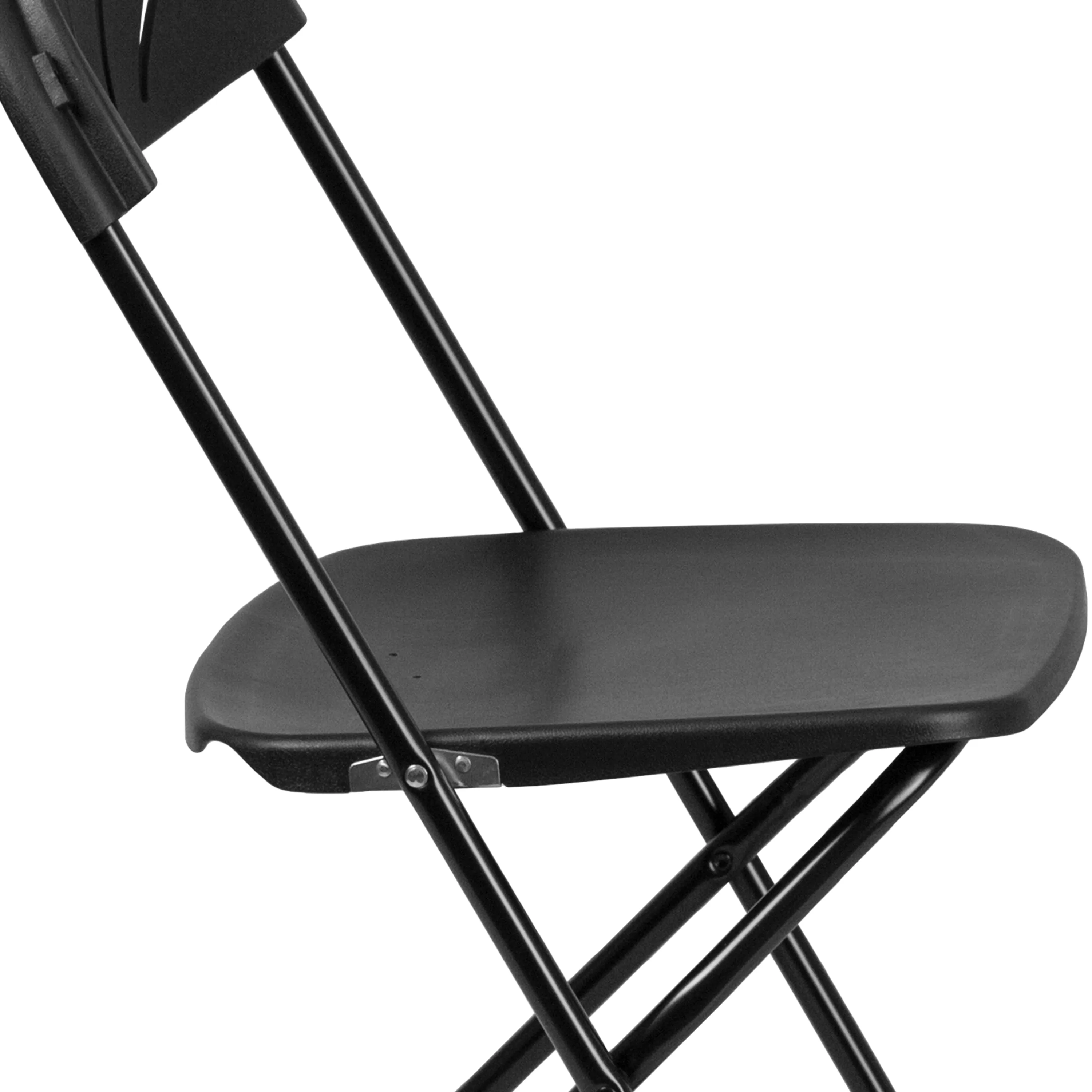 2 Pack HERCULES Series 650 lb. Capacity Black Plastic Fan Back Folding Chair