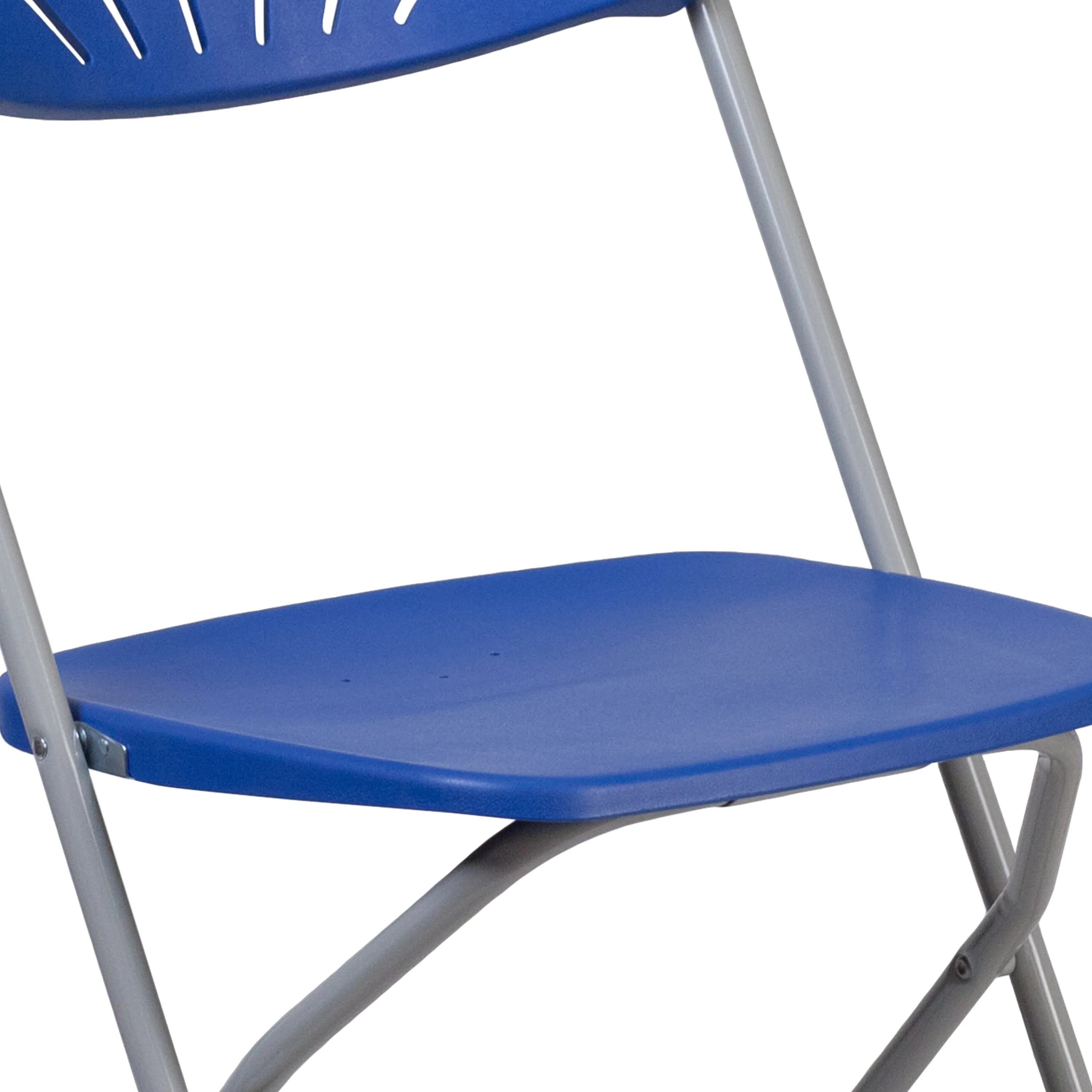 2 Pack HERCULES Series 650 lb. Capacity Blue Plastic Fan Back Folding Chair