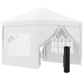 3 x 3m Pop Up Gazebo Wedding Party Canopy Tent Marquee with Carry Bag and Windows White