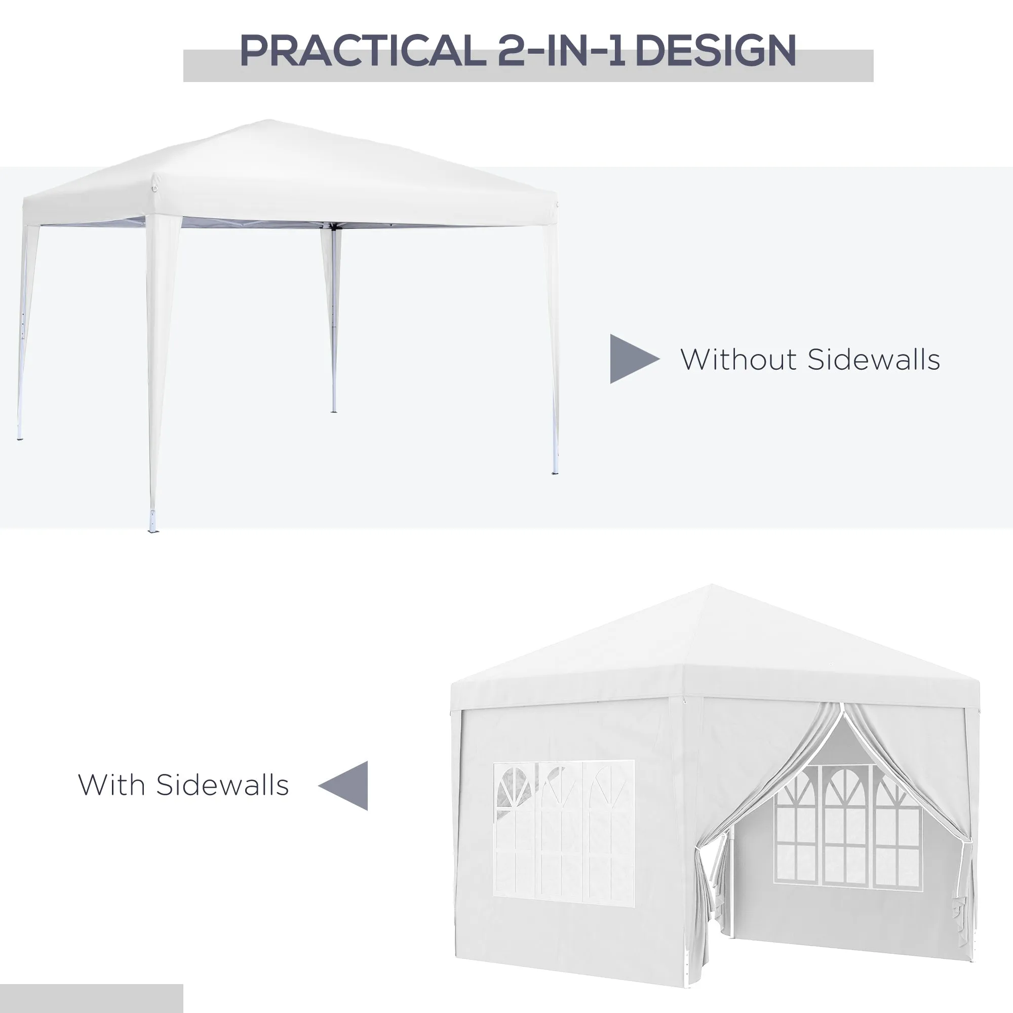 3 x 3m Pop Up Gazebo Wedding Party Canopy Tent Marquee with Carry Bag and Windows White