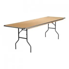 30'' X 96'' RECTANGULAR HEAVY DUTY BIRCHWOOD FOLDING BANQUET TABLE WITH METAL EDGES AND PROTECTIVE CORNER GUARDS [XA-3096-BIRCH-M-GG]