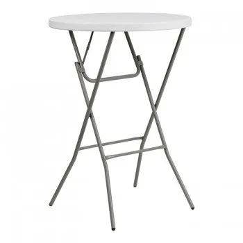 32'' ROUND GRANITE WHITE PLASTIC BAR HEIGHT FOLDING TABLE [DAD-YCZ-80R-2-BAR-GW-GG]