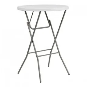 32'' ROUND GRANITE WHITE PLASTIC BAR HEIGHT FOLDING TABLE [DAD-YCZ-80R-2-BAR-GW-GG]