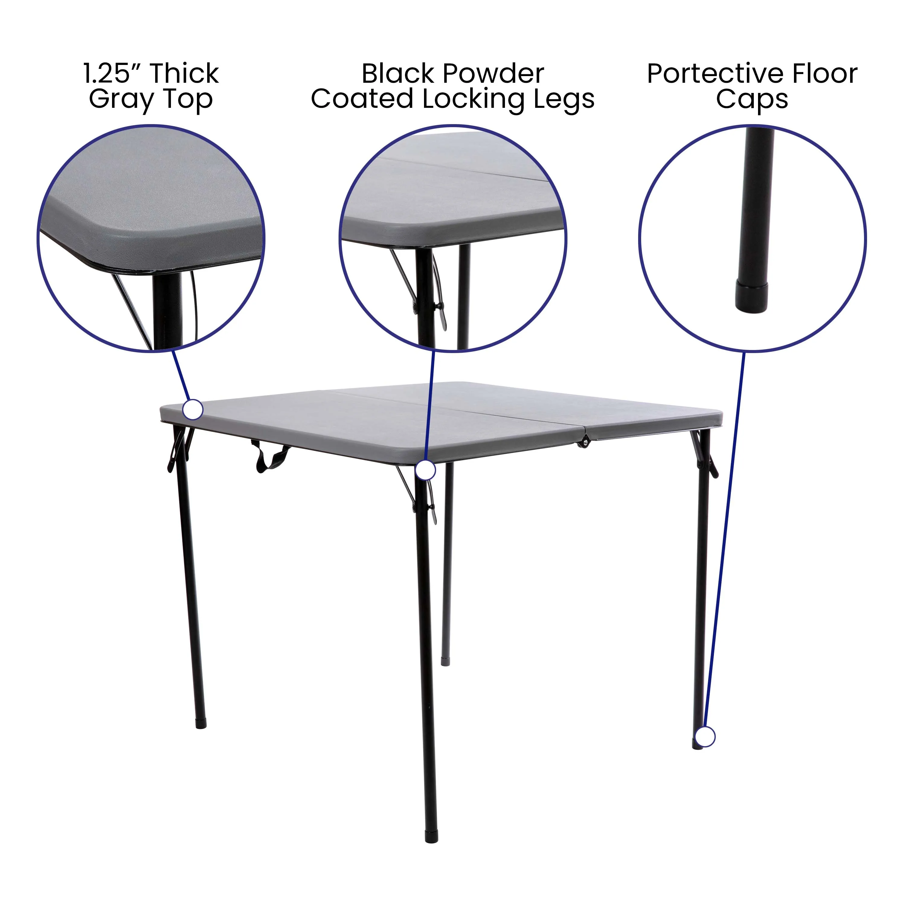 34SQ Gray Plastic Fold Table DAD-LF-86-GY-GG