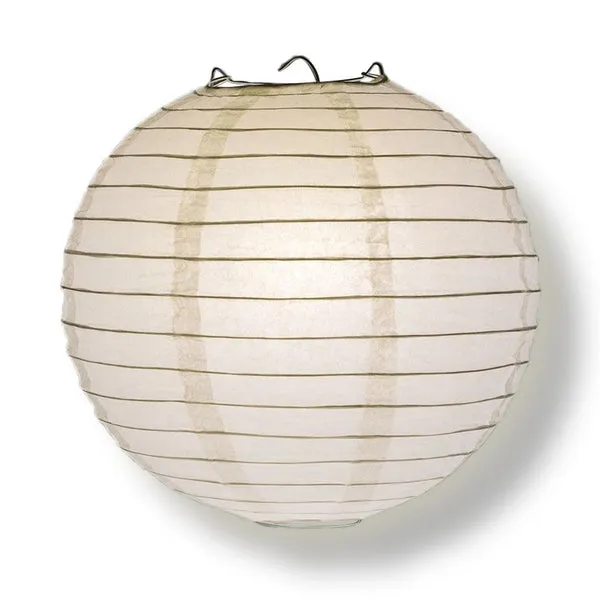 36" White Jumbo Paper Lantern, Even Ribbing, Chinese Hanging Wedding & Party Decoration