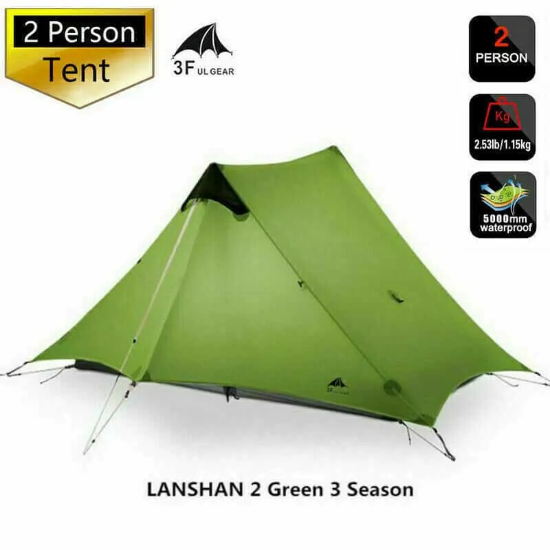 3FULgear Lanshan 2 Classic 3-Season Tent - Green (T Zip)