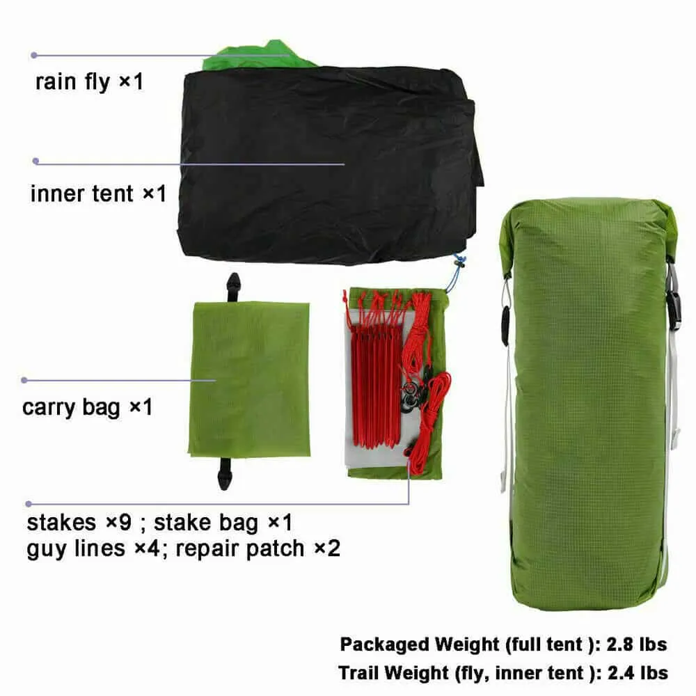 3FULgear Lanshan 2 Classic 3-Season Tent - Green (T Zip)