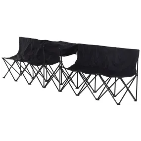 6 Seater Folding Steel Camping Bench With Cooler Bag Black