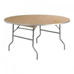 60'' ROUND HEAVY DUTY BIRCHWOOD FOLDING BANQUET TABLE WITH METAL EDGES [XA-60-BIRCH-M-GG]
