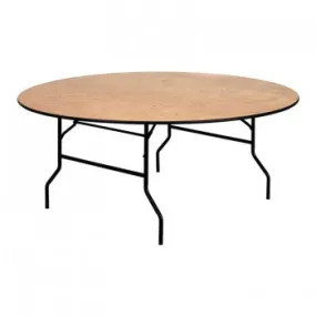 72'' ROUND WOOD FOLDING BANQUET TABLE WITH CLEAR COATED FINISHED TOP [YT-WRFT72-TBL-GG]