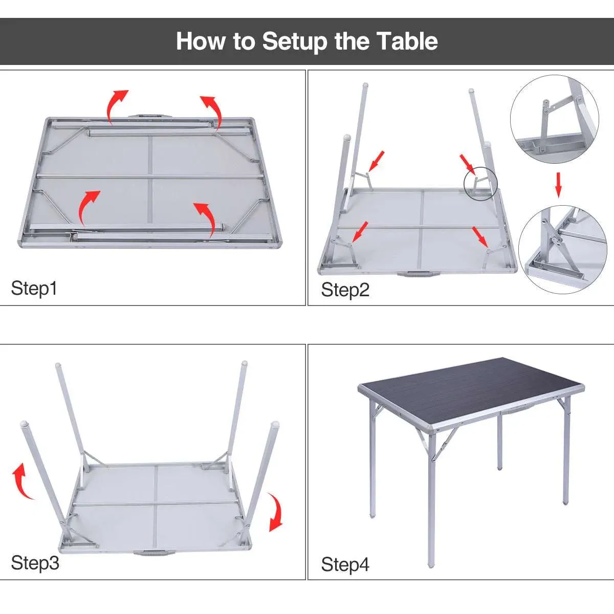 Aluminum Folding Camping Table with Collapsible Legs