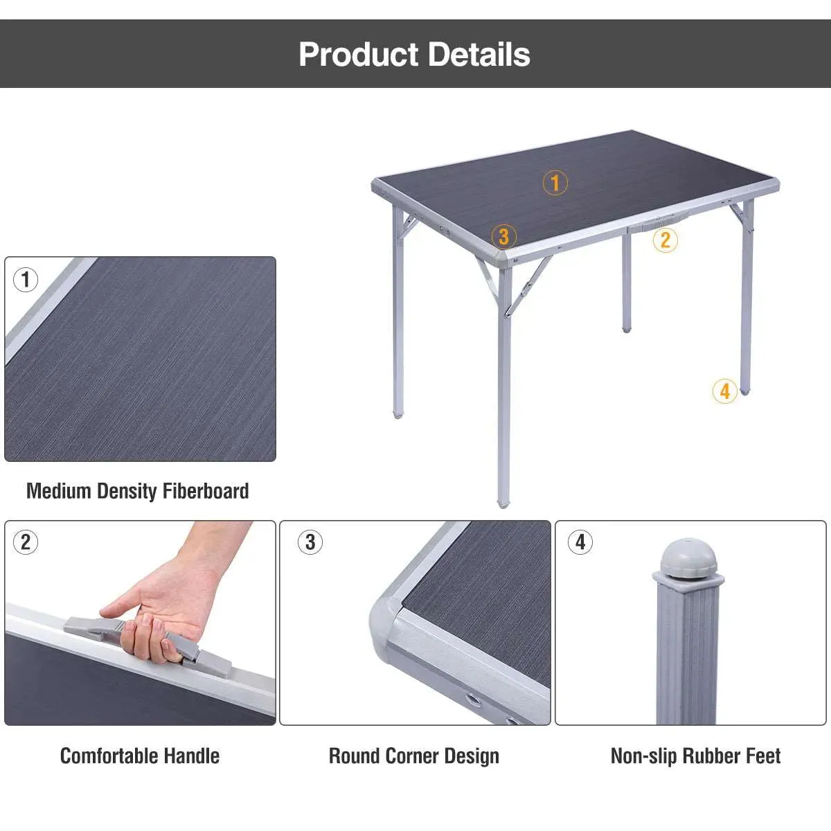 Aluminum Folding Camping Table with Collapsible Legs