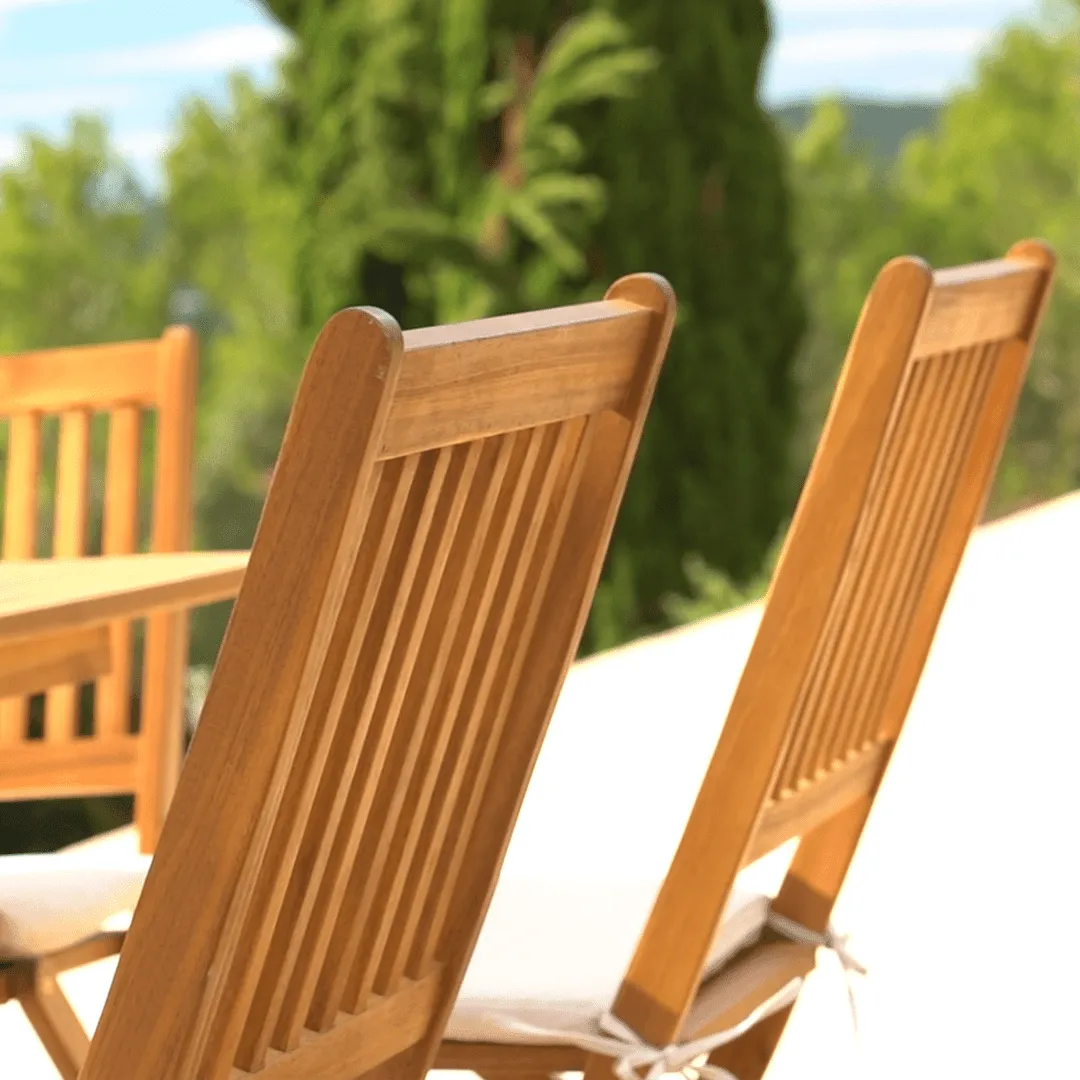 Ashby Wooden Armless Garden Folding Chairs - Set of 2