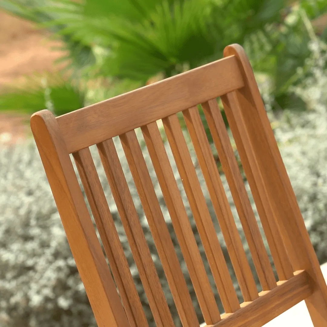 Ashby Wooden Armless Garden Folding Chairs - Set of 2