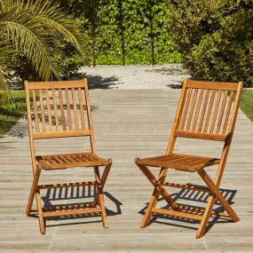 Ashby Wooden Armless Garden Folding Chairs - Set of 2