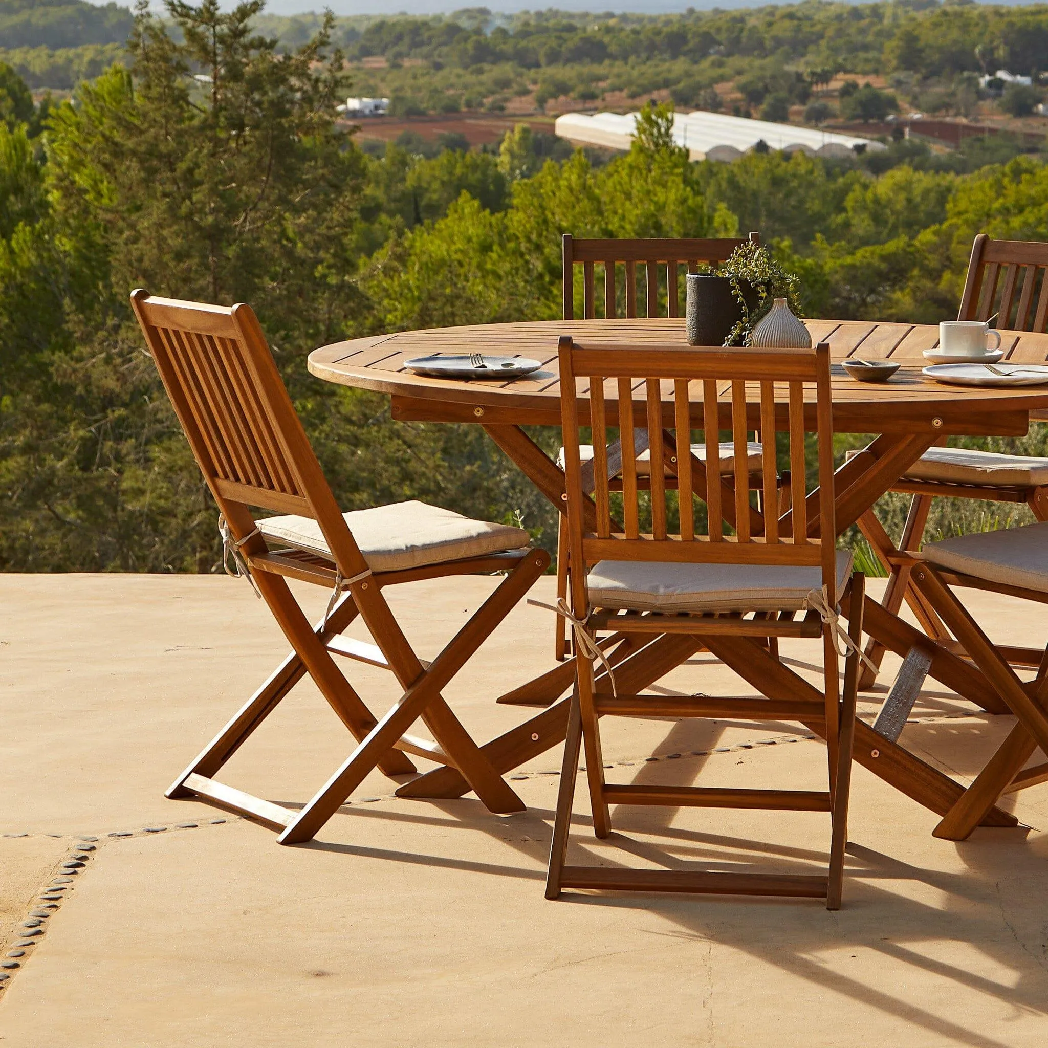 Ashby Wooden Armless Garden Folding Chairs - Set of 2
