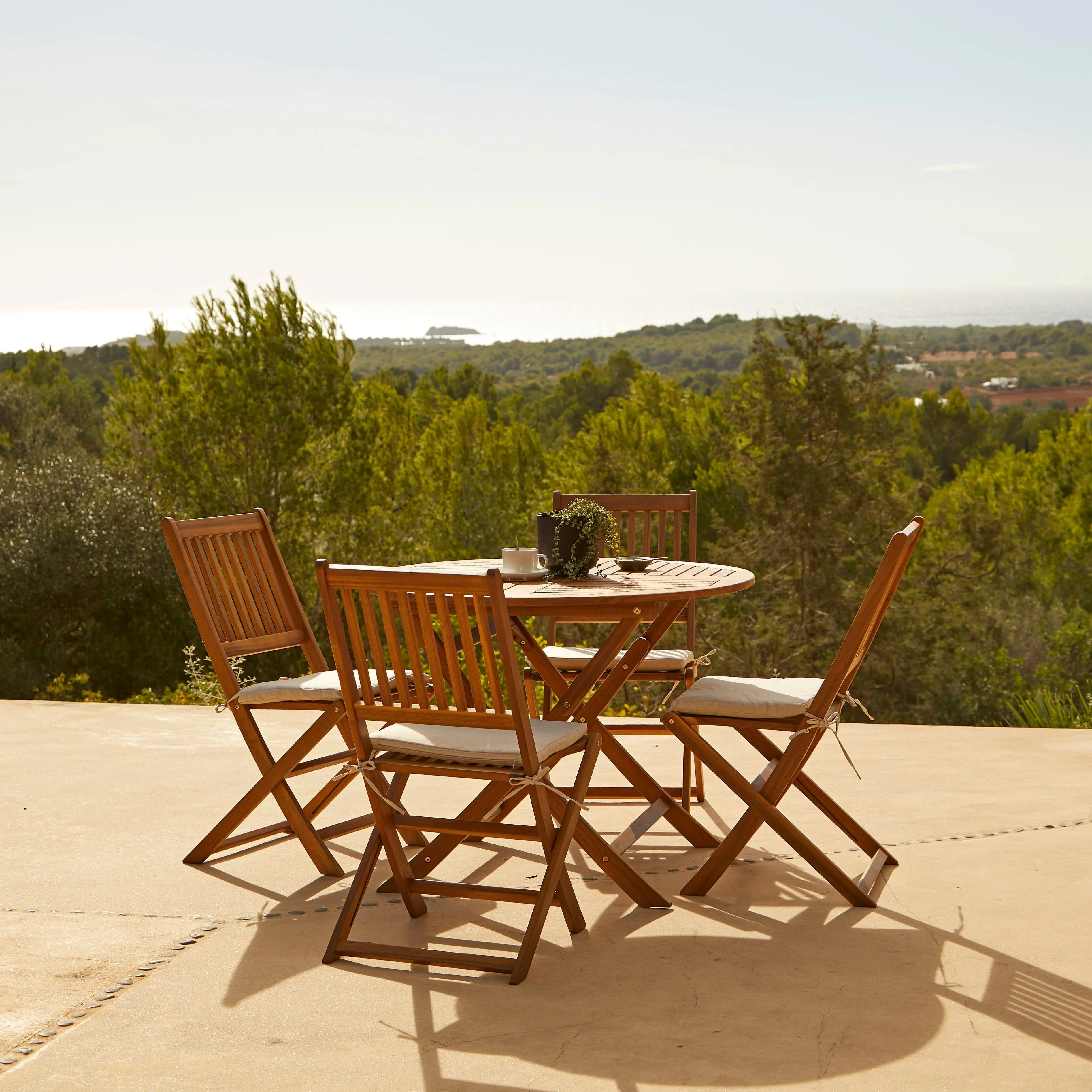 Ashby Wooden Armless Garden Folding Chairs - Set of 2