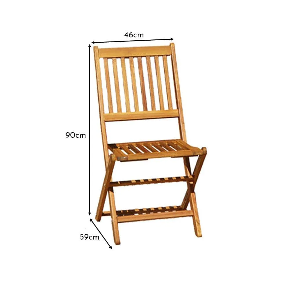 Ashby Wooden Armless Garden Folding Chairs - Set of 2