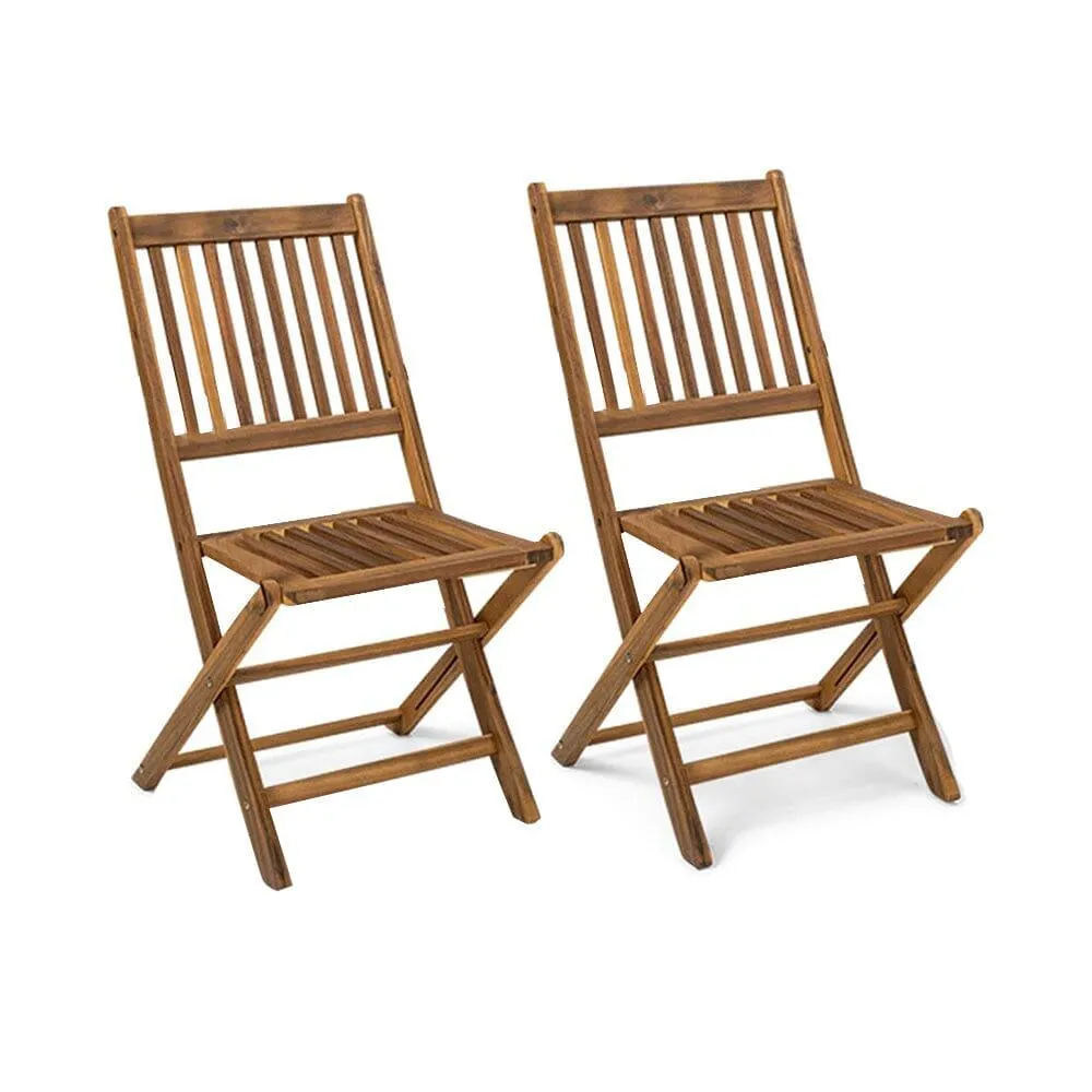 Ashby Wooden Armless Garden Folding Chairs - Set of 2
