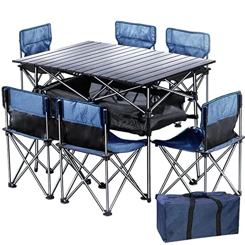 BotaBay Folding Camping Table, Portable Lightweight Picnic Table for Outdoor Travel, Grill Beaches Party, Backyard BBQ, Blue