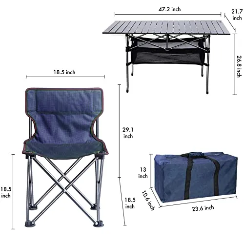 BotaBay Folding Camping Table, Portable Lightweight Picnic Table for Outdoor Travel, Grill Beaches Party, Backyard BBQ, Blue