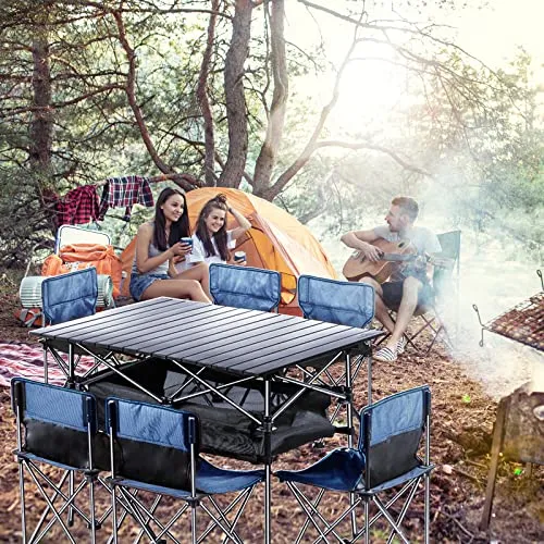 BotaBay Folding Camping Table, Portable Lightweight Picnic Table for Outdoor Travel, Grill Beaches Party, Backyard BBQ, Blue