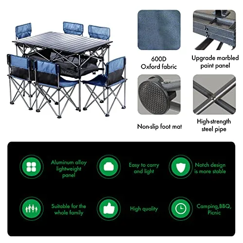 BotaBay Folding Camping Table, Portable Lightweight Picnic Table for Outdoor Travel, Grill Beaches Party, Backyard BBQ, Blue