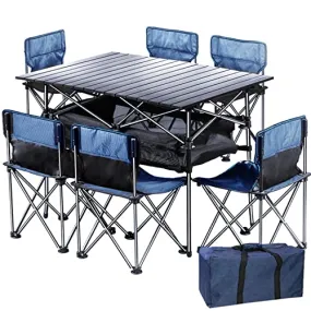 BotaBay Folding Camping Table, Portable Lightweight Picnic Table for Outdoor Travel, Grill Beaches Party, Backyard BBQ, Blue
