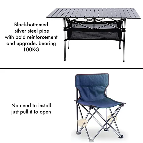 BotaBay Folding Camping Table, Portable Lightweight Picnic Table for Outdoor Travel, Grill Beaches Party, Backyard BBQ, Blue