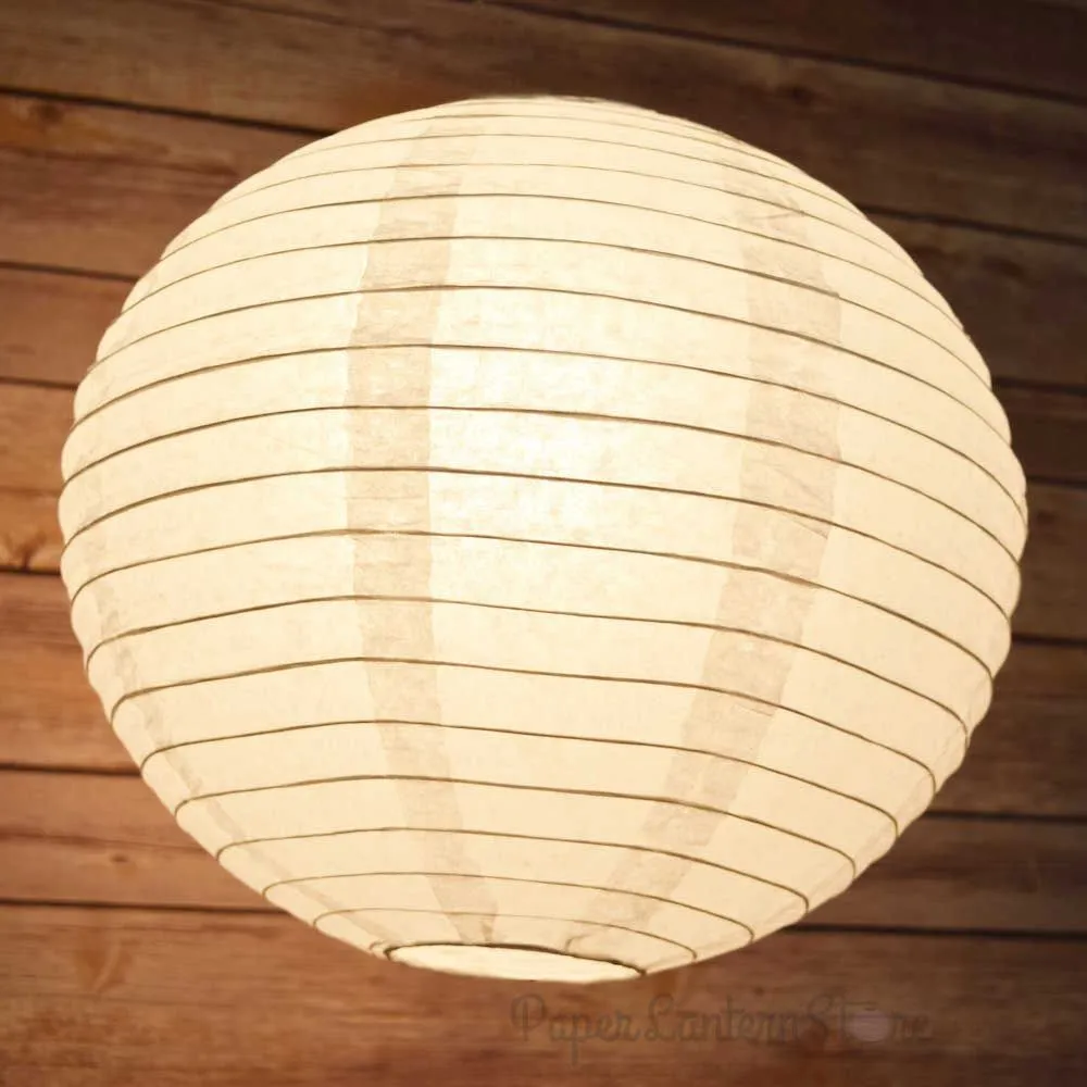 BULK PACK (24) 42" White Jumbo Round Paper Lanterns, Even Ribbing, Chinese Hanging Wedding & Party Decoration