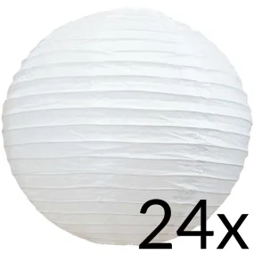 BULK PACK (24) 42" White Jumbo Round Paper Lanterns, Even Ribbing, Chinese Hanging Wedding & Party Decoration