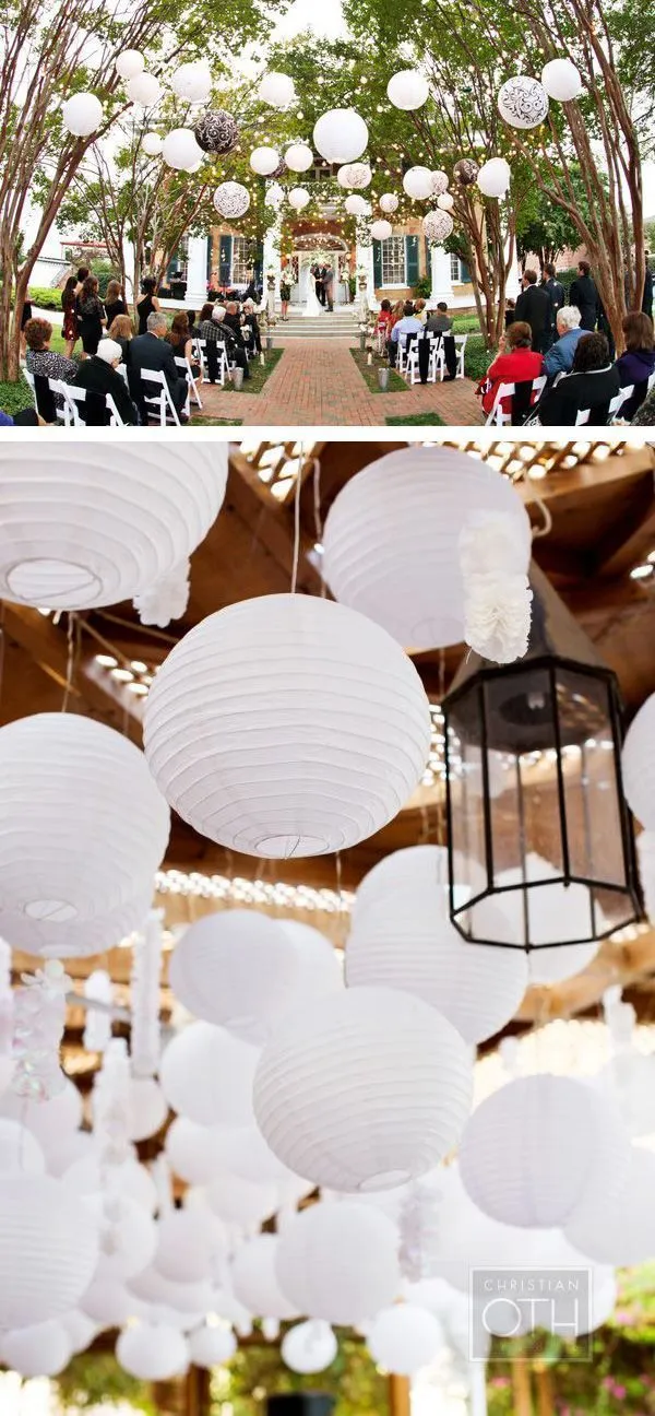 BULK PACK (24) 42" White Jumbo Round Paper Lanterns, Even Ribbing, Chinese Hanging Wedding & Party Decoration