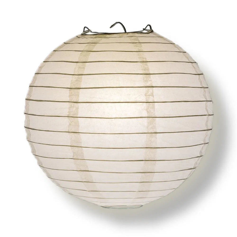 BULK PACK (24) 42" White Jumbo Round Paper Lanterns, Even Ribbing, Chinese Hanging Wedding & Party Decoration
