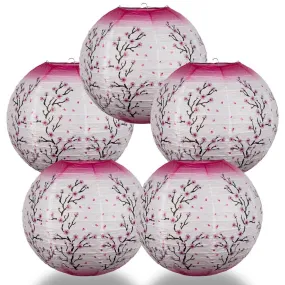 BULK PACK (5) 14" Pink Cherry Blossom Tree Japanese Paper Lantern