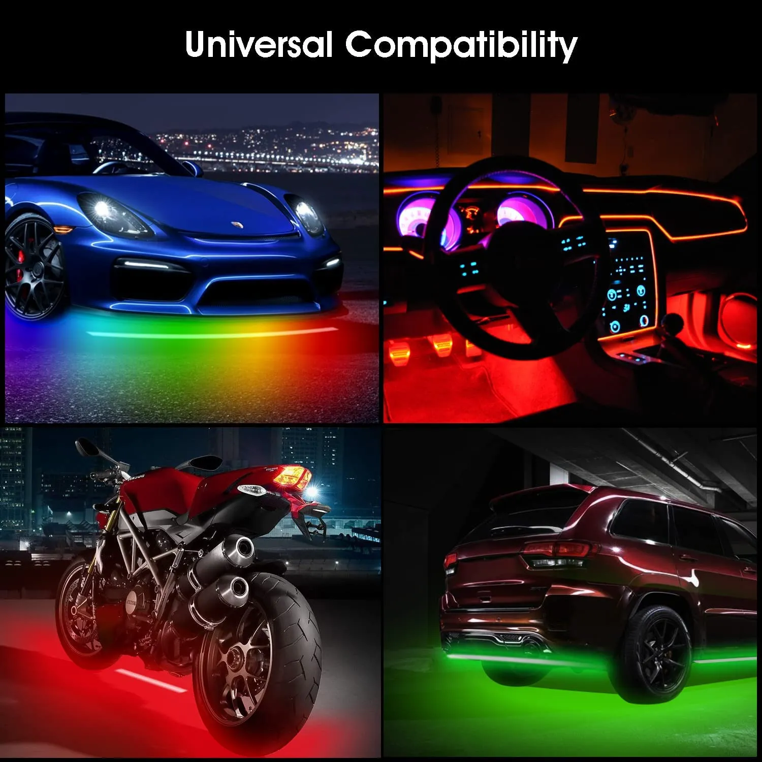 Car Underglow Lights Kit, 6PCS Led RGBW Strip Exterior Car Lights with Dream Color