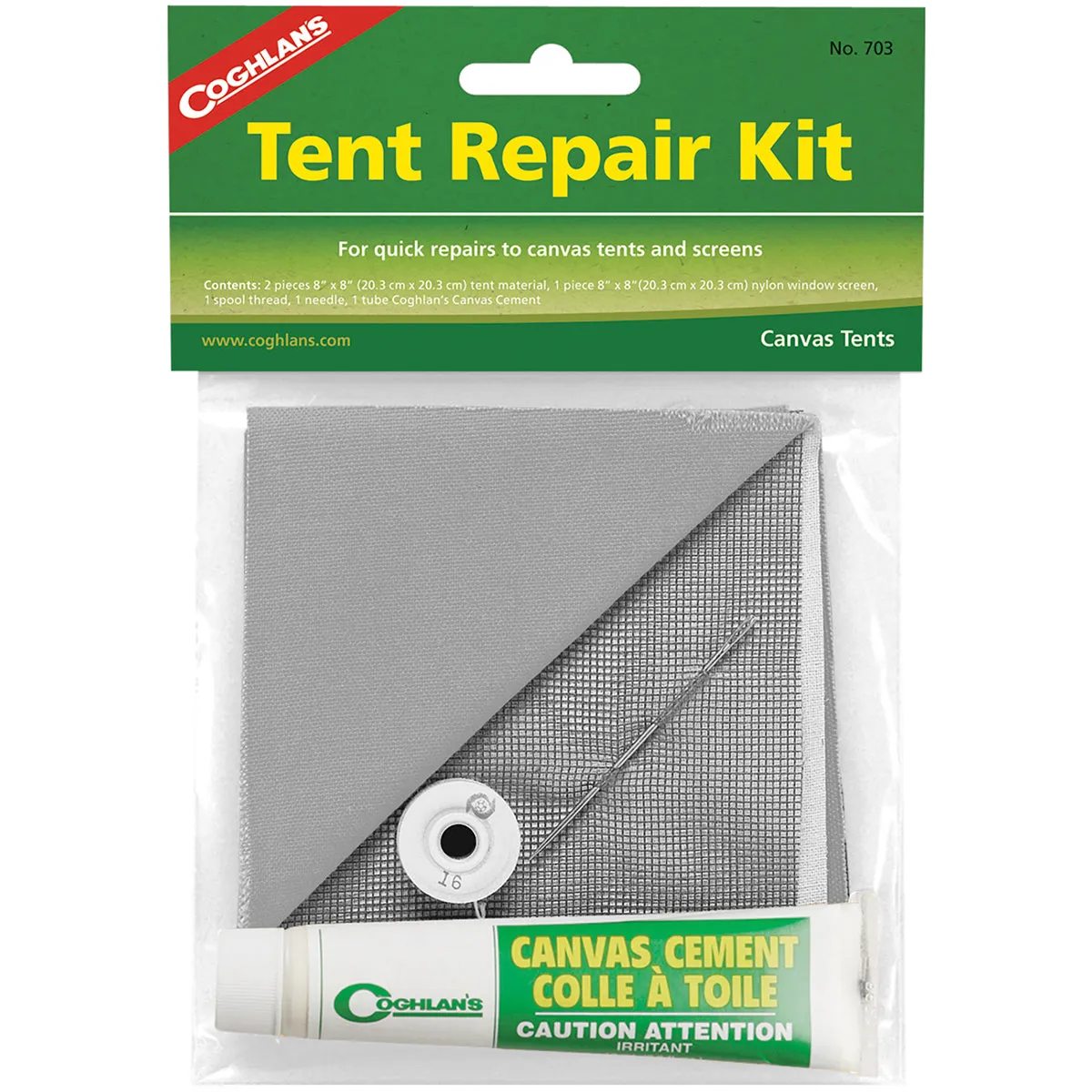 Coghlan's Tent Repair Kit, Quick Emergency Canvas & Nylon Patches Screen Cement